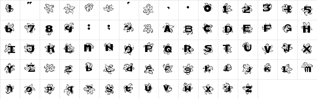 Hawaiiah Regular  glyph index
