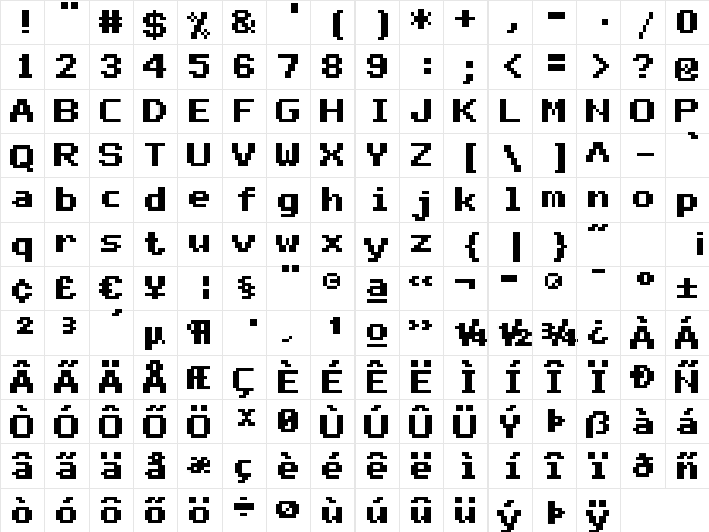 mono 07_66 Regular  glyph index