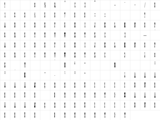 Highway 1 Regular  glyph index