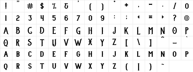 Stanley DEMO Regular  glyph index
