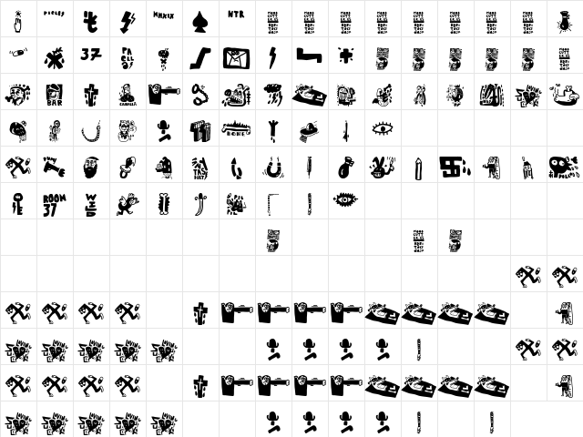 Habitaci׮ 37 Regular  glyph index