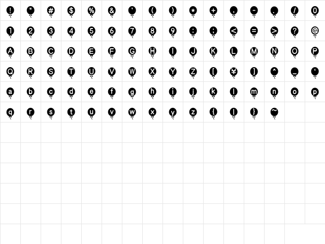 tama baroon vol.2 Regular  glyph index