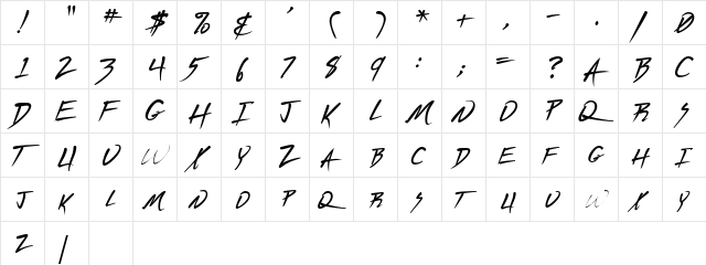 ConciergeScriptSCapsSSK Bold  glyph index