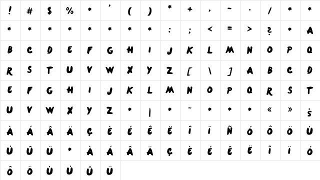 OneDirection Medium  glyph index