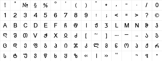 G&G_IliaM Bold  glyph index