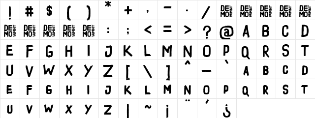 The PLANET Regular  glyph index