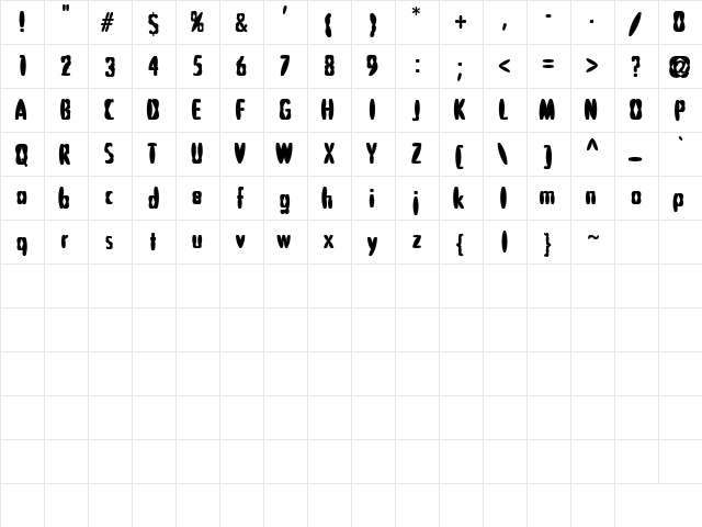 PuffedRiceBlack Regular  glyph index