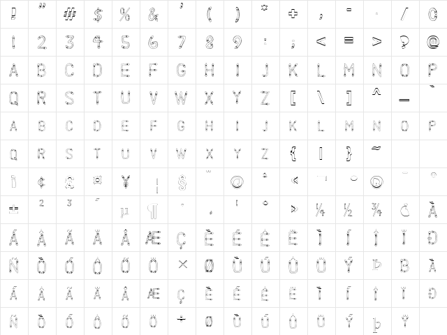 PENIS FONT 1 Regular  glyph index