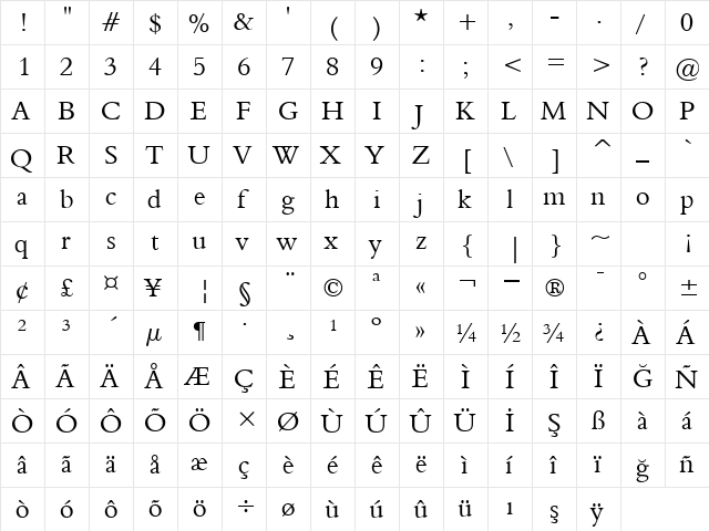 00243 Regular  glyph index