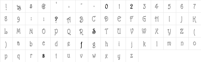 Berringtoner Regular  glyph index