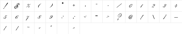 Saksonia Regular  glyph index