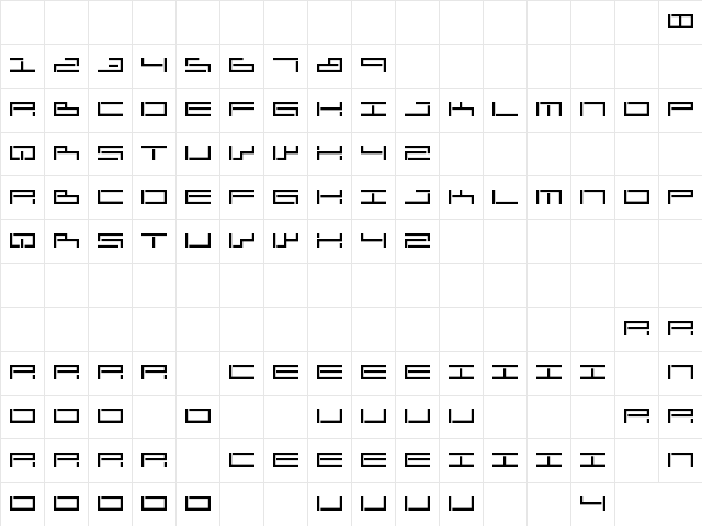 AnaScript Regular  glyph index