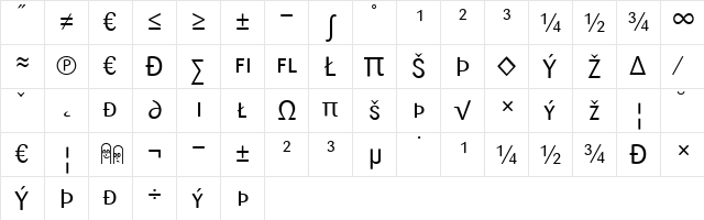 Sari Regular  glyph index