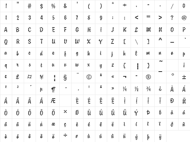Brody02 Becker Regular  glyph index