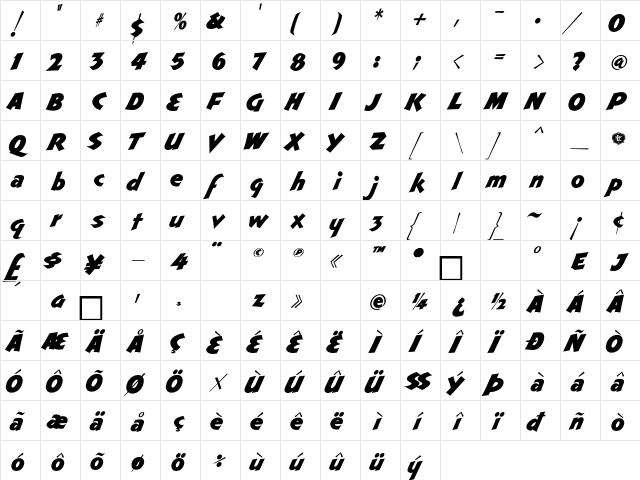 LHFCincinnatiPosterSMOOTH Regular  glyph index
