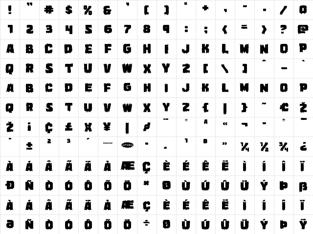 Marsh Thing Expanded Expanded  glyph index