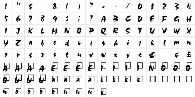 Acapulco Regular  glyph index