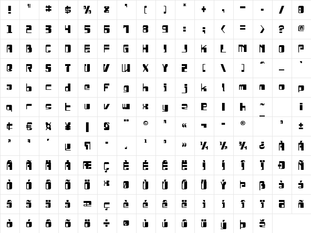 Drosselmeyer Regular  glyph index