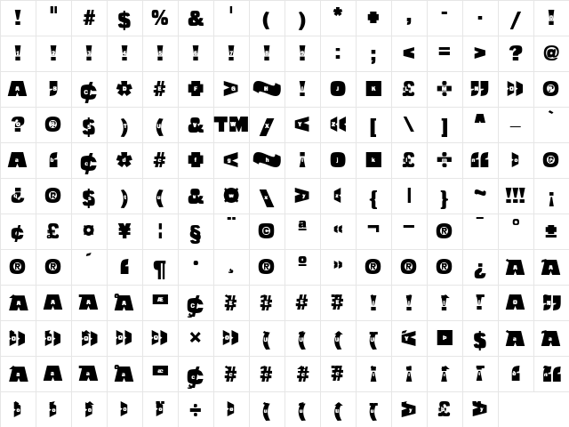 Populist Control Regular  glyph index