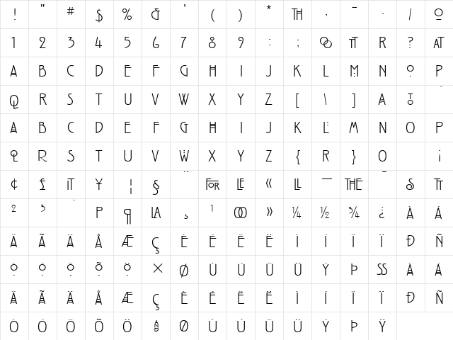 RennieMackintoshITC-Light Light  glyph index