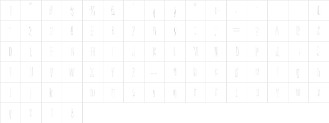 Fury Open  glyph index