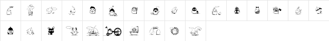 Piou Font Regular  glyph index