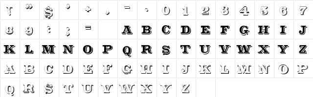 CameoAntique Regular  glyph index