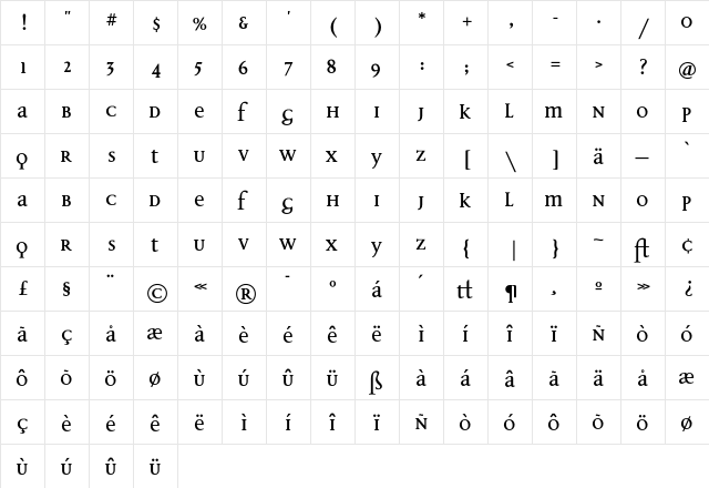 Disturbance Bold  glyph index