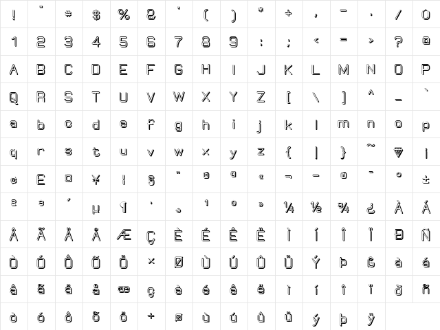 Elgethy Bold Regular  glyph index