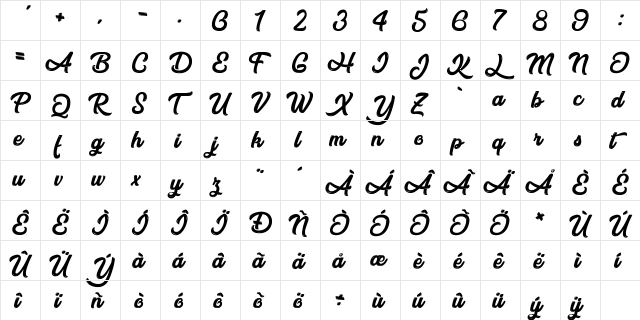 After Night Regular  glyph index