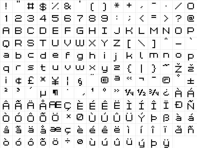 Grixel Kyrou 7 Wide Regular  glyph index