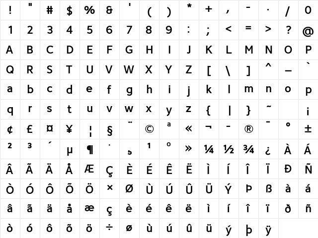 Avancement 2020 Medium  glyph index