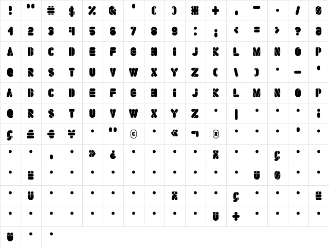 DS Bees Regular  glyph index