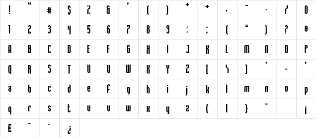 Aquamarina Regular  glyph index