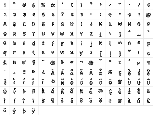 Baukasten Four  glyph index