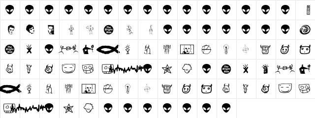 BrightSide Regular  glyph index