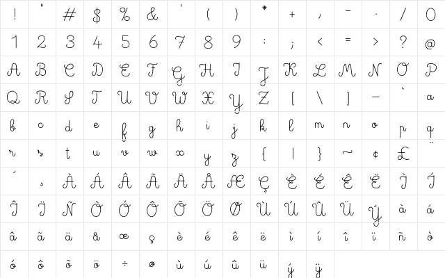 Deuxieme Rang Original  glyph index