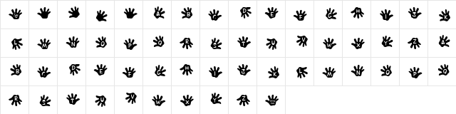 JLR Gimme Five! Regular  glyph index