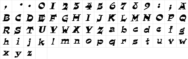 Lounger Oblique  glyph index