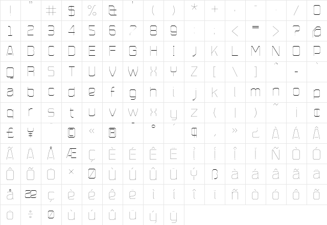 Plotta Light  glyph index