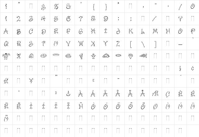 Faithful Fly Medium  glyph index