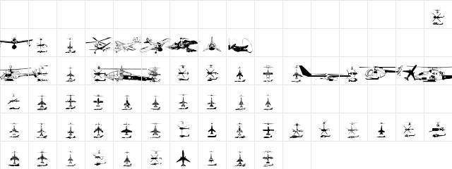 Aircraft Regular  glyph index