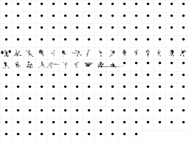 SportsFourMT Medium  glyph index