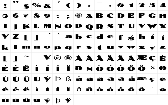FZ JAZZY 53 EX Normal  glyph index