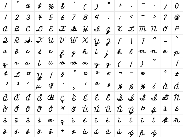 Discipuli Britannica Bold Regular  glyph index