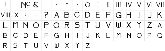 Mosaic_Solid Regular  glyph index