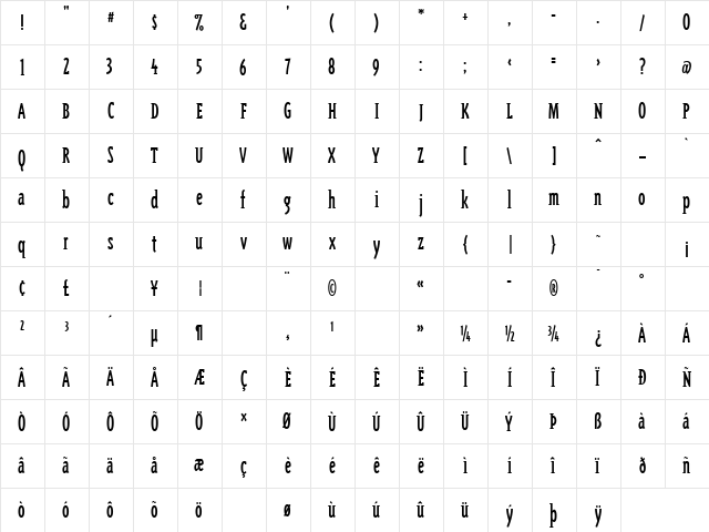 TriplexConSerLining Regular  glyph index