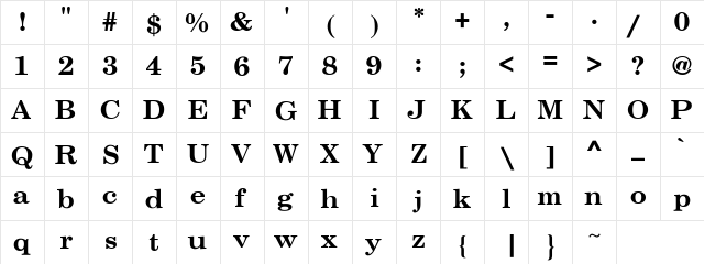 Century-Schoolb Regular  glyph index
