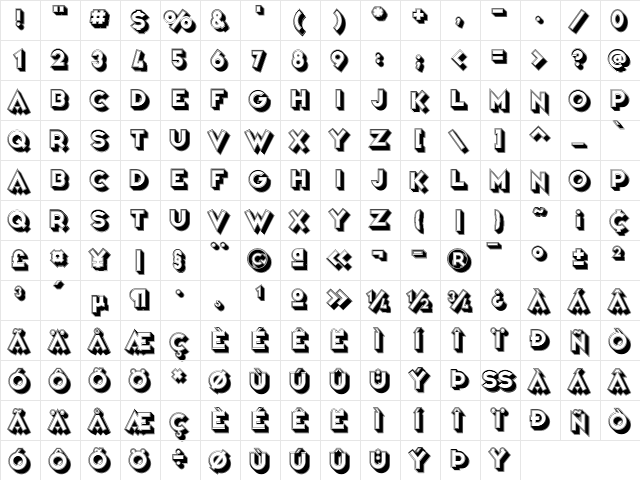 Variet頔heatre Regular  glyph index