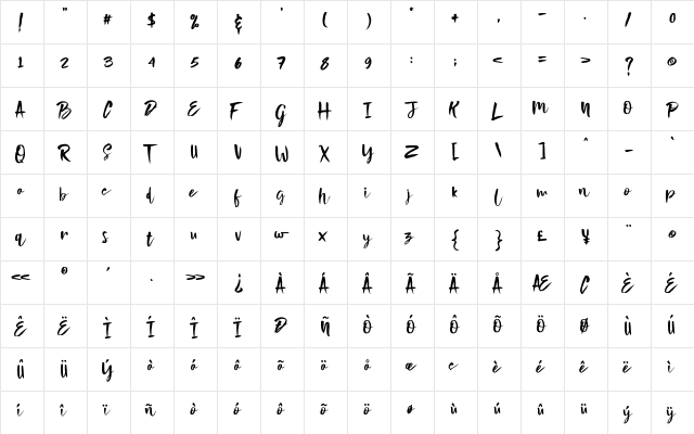 Violaceous Violaceous  glyph index